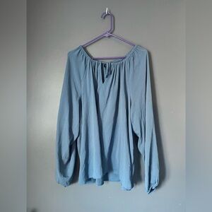 Torrid Light Blue Long Sleeve Blouse